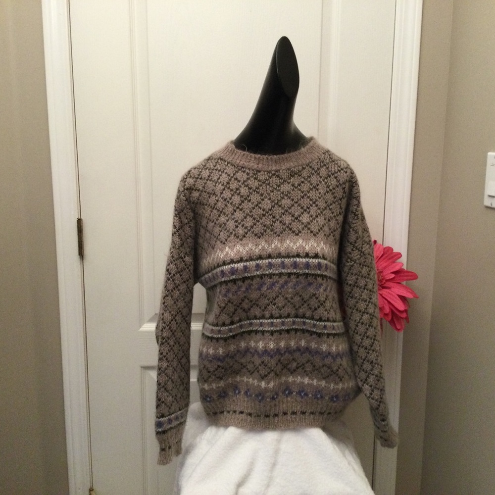 Vintage English Mohair Blend Patterned Sweater Small